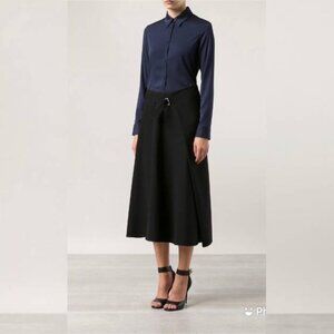 The Row Harna Black Belted A-Line Wrap Midi Skirt